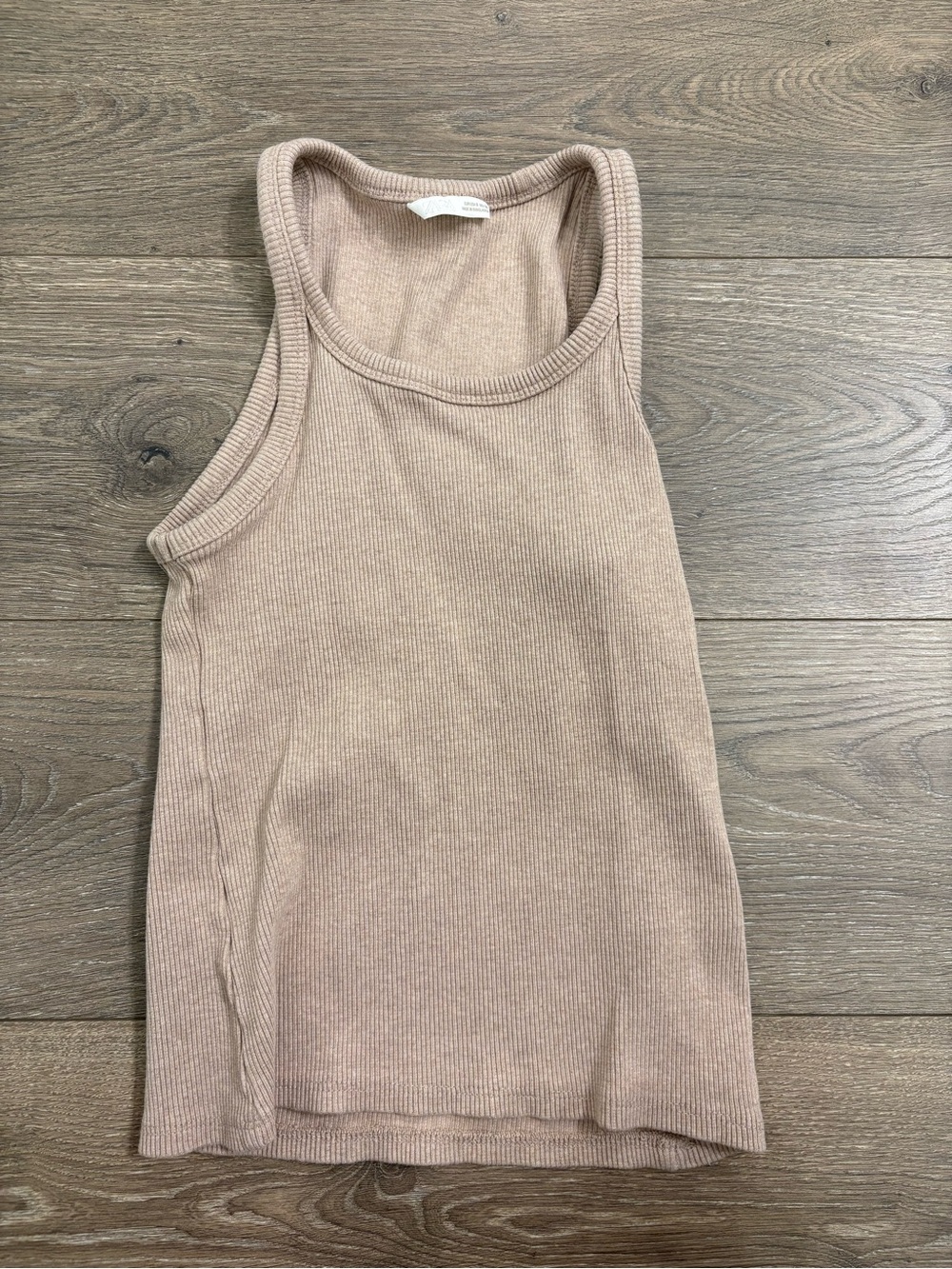 Zara Ribbed Tank Top in Light Taupe